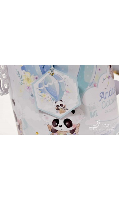 Trusou de botez cu ursuletul Panda ursul polar si baloane de aer cald Panda 10
